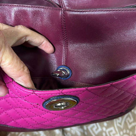 COACH 24693 Park Quilted Color Block CARRIE Leather Pink Blue Suede Purse - Picture 8 of 12